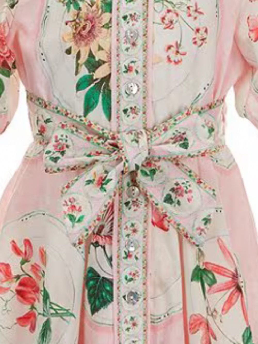 A Loves A "Iris Placement Print Puff Sleeve A Line Dress in Pink" NWT - Picture 6 of 7